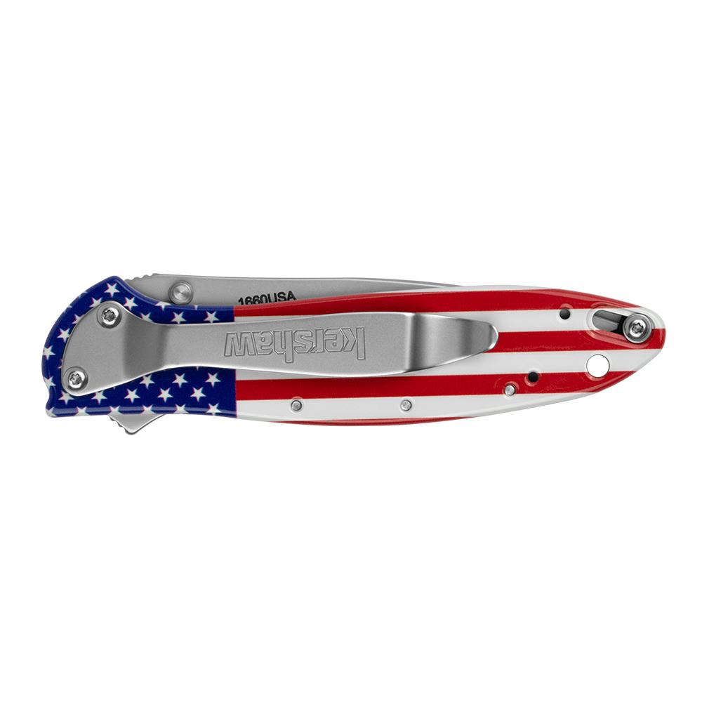 KERSHAW LEEK - ALUM USA FLAG/SIL