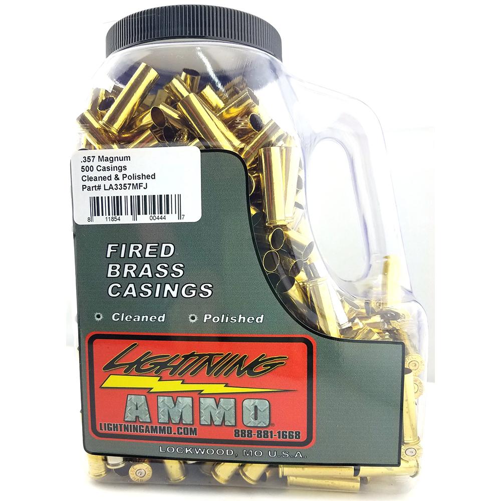 Lightning Ammo Reman. Cleaned & Polished Brass .357  Mag 500 Qty Jug