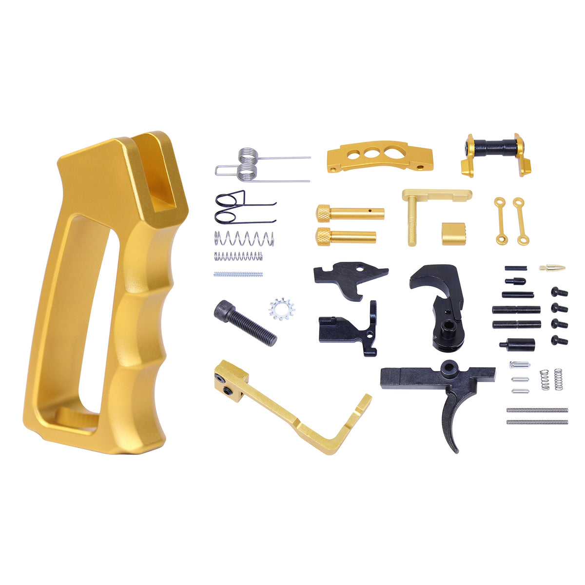 AR-15 Enhanced Lower Parts Kit With Upgrades & Skeletonized Aluminum Pistol Grip (Gen2)