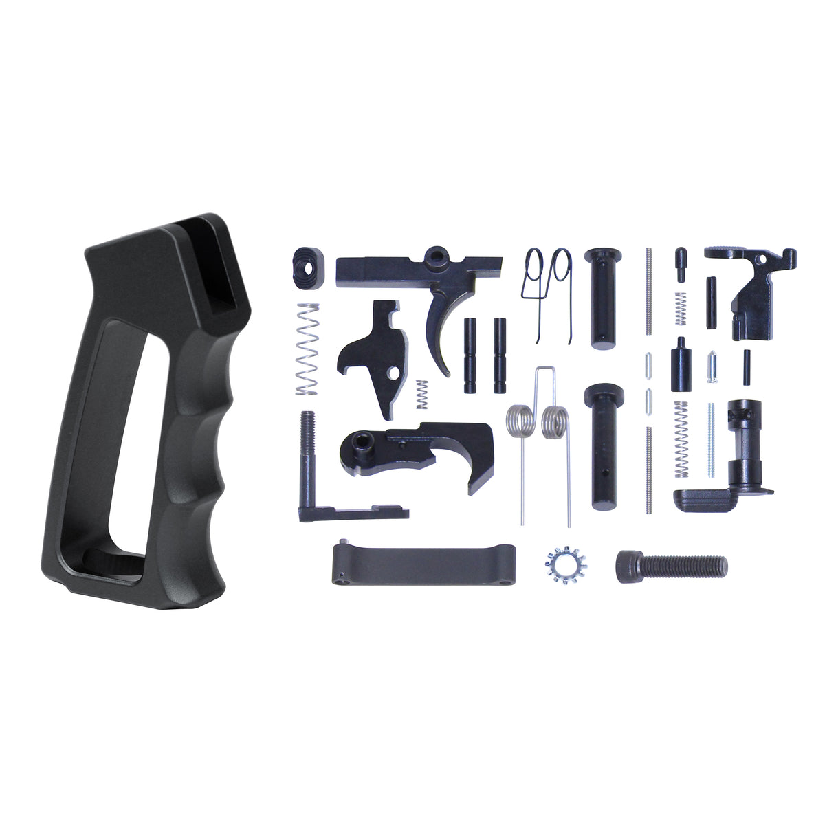 AR-15 Complete Lower Parts Kit With Ultralight Skeletonized Aluminum Pistol Grip (Gen 2)