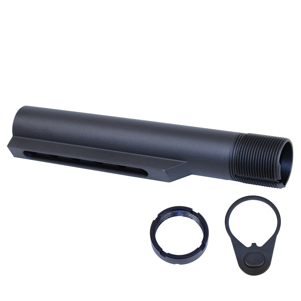 AR-15 Mil-Spec Buffer Tube With End Plate And Castle Nut