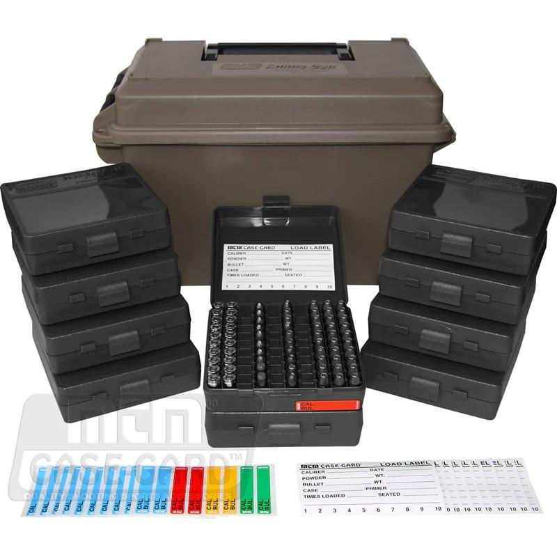 MTM 9MM AMMO CAN FOR 1000 RD  *INCLUDES 10 EACH P-100-9'S DK EARTH