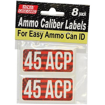 MTM AMMO CALIBER LABELS 8PK 45ACP