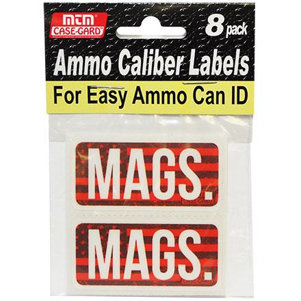 MTM AMMO CALIBER LABELS 8PK MAGS.