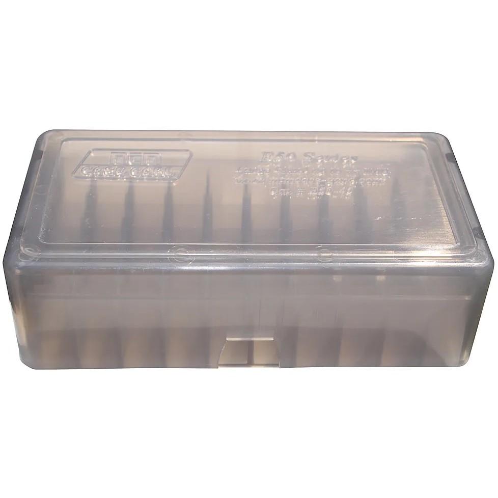 MTM SLIP-TOP AMMO BOX 50 RD SQUARE HOLE 38 - 357 CLR-SMOKE