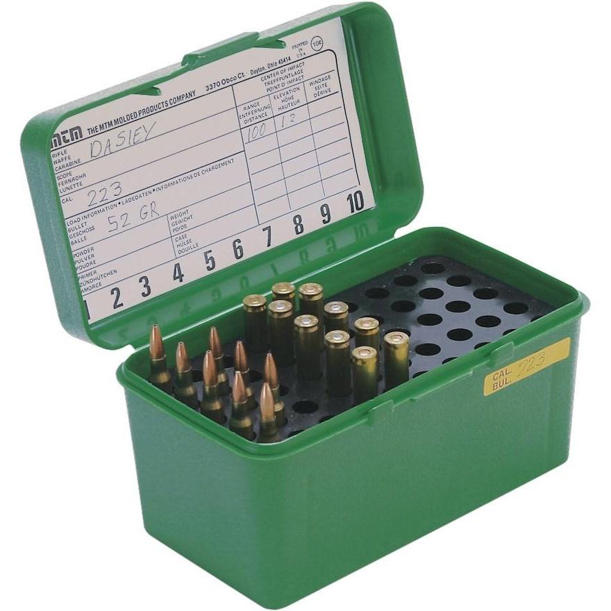 MTM DELUXE AMMO BOX 50 RD HANDLE 22-250 243 308 GREEN