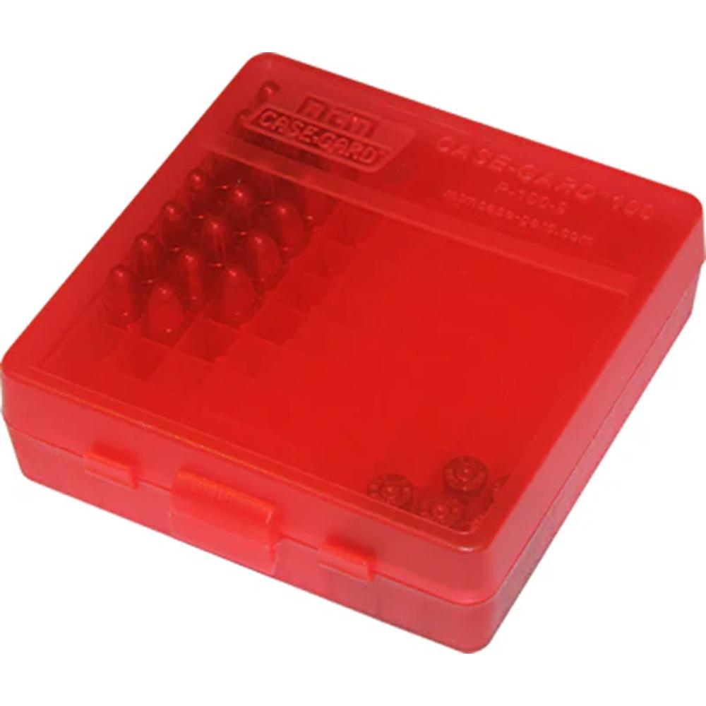 MTM Ammo Box 100 Round Flip-Top 40 10mm 45 ACP Clr-Red