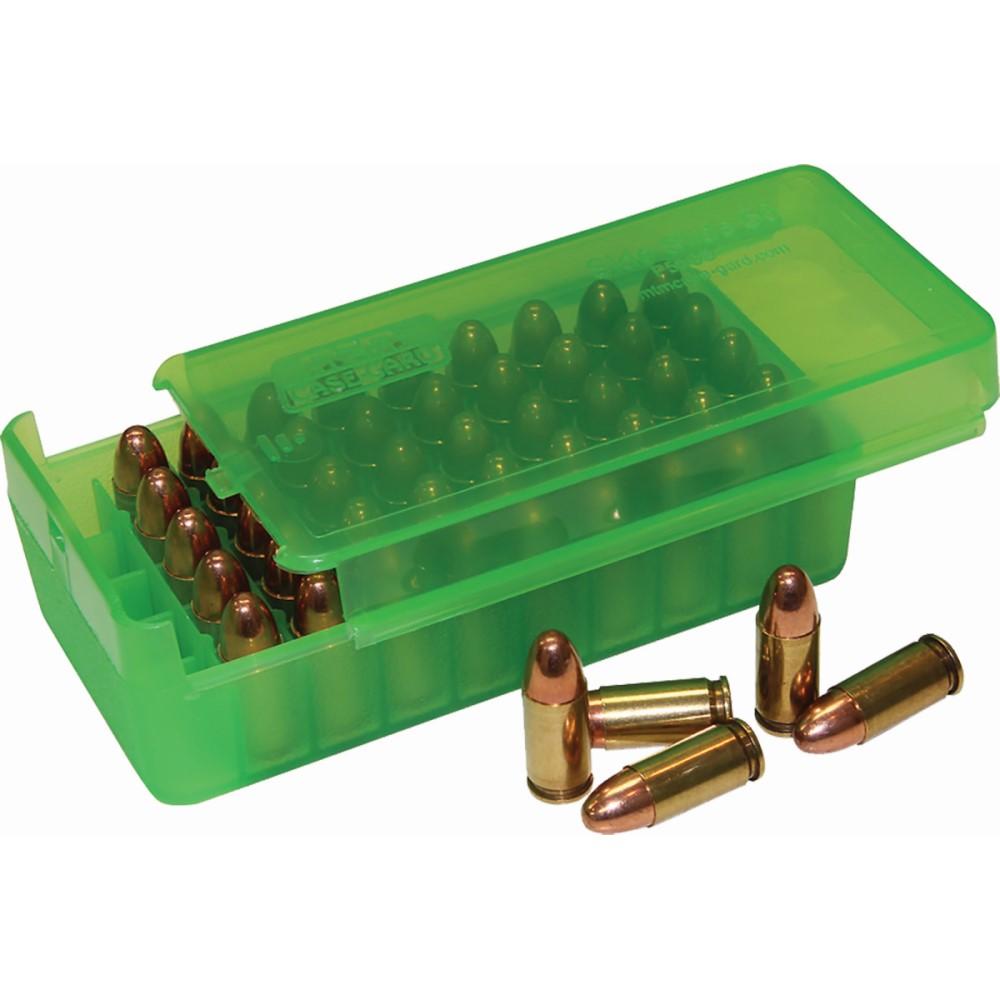MTM PISTOL SIDE SLIDE 50RD CLR-GREEN 9MM, 380 ACP