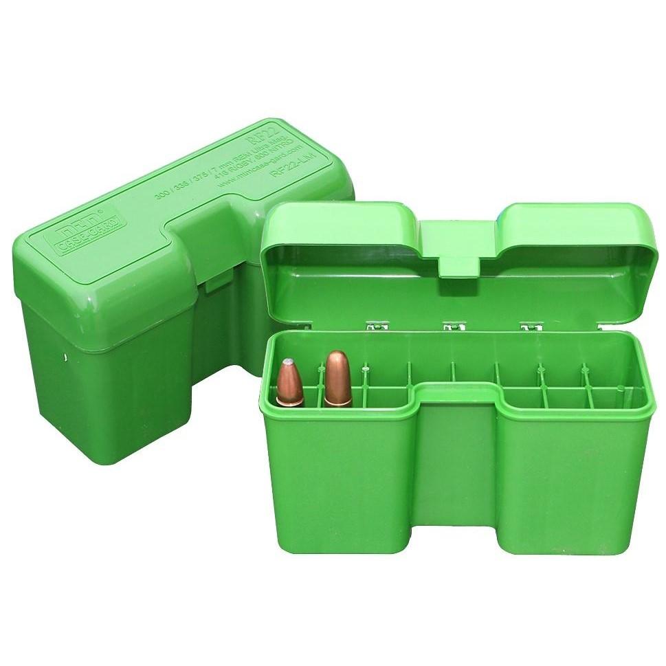 MTM AMMO BOX 22 RD FLIP-TOP 375 REM UM 416 RIG GREEN