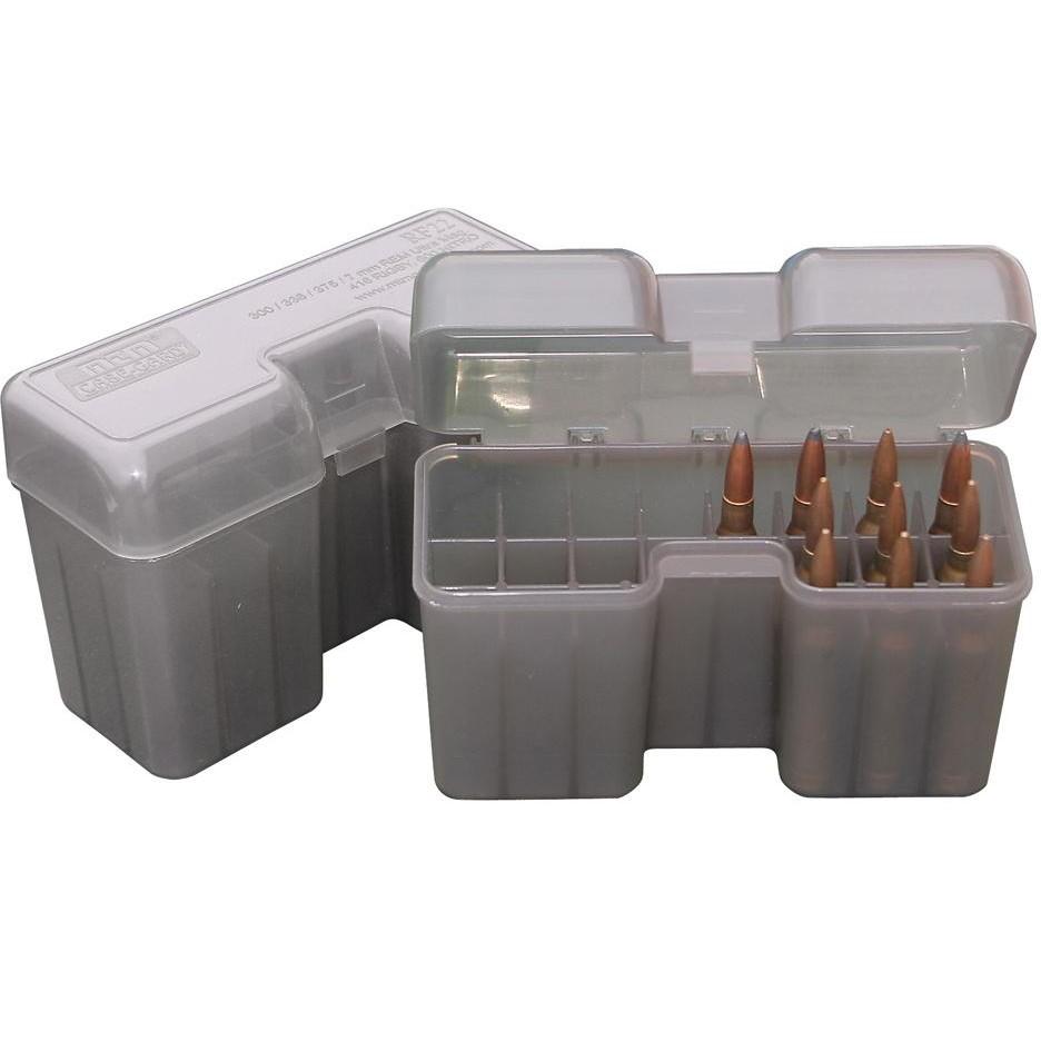 MTM AMMO BOX 22 RD FLIP-TOP 375 REM UM 416 RIG CLR-SMOKE