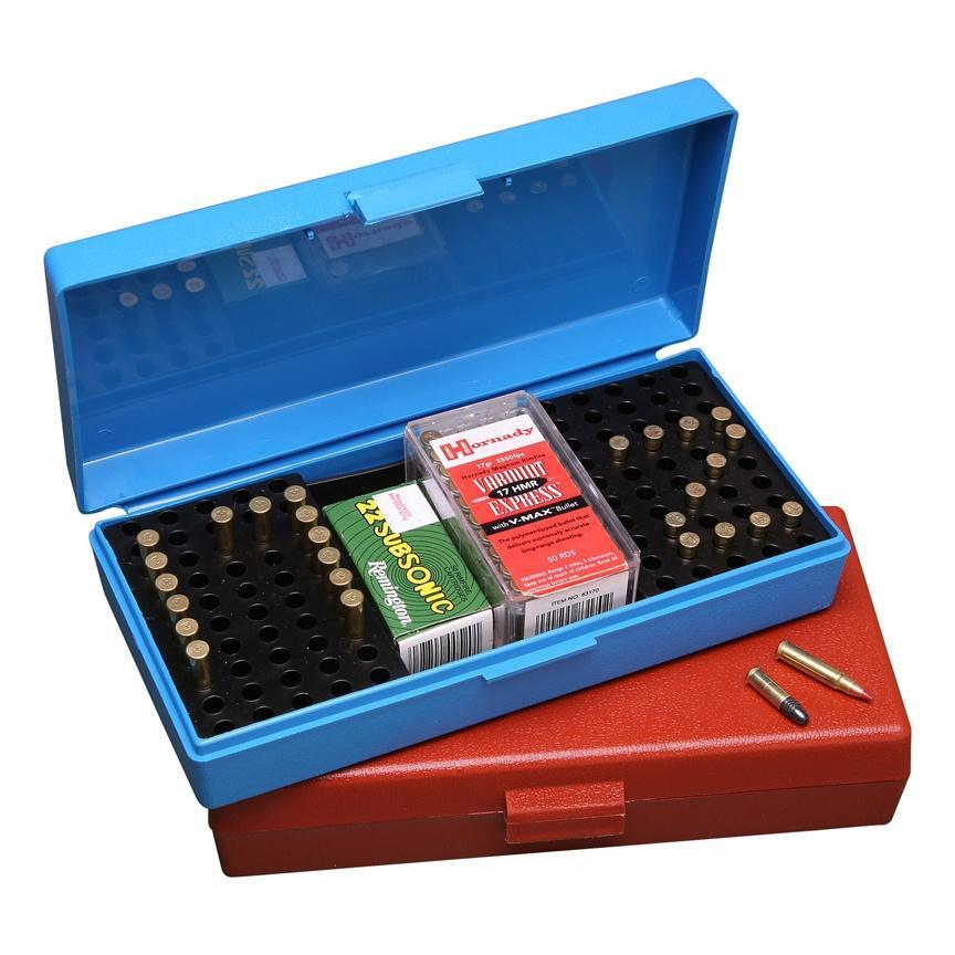 MTM AMMO BOX 100 RD 22 LONG RIFLE RIMFIRE COMPETITION BLUE