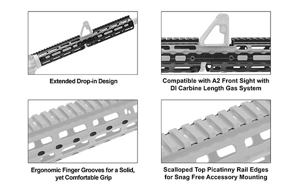 UTG Pro Super Slim Drop-In AR-15 Handguard - 15 Inch - M-LOK - Carbine Length