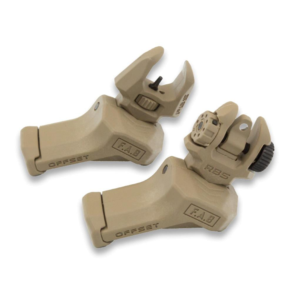 FAB Front And Rear Set of Offset Flip-Up Sights - Right Hand - Tan
