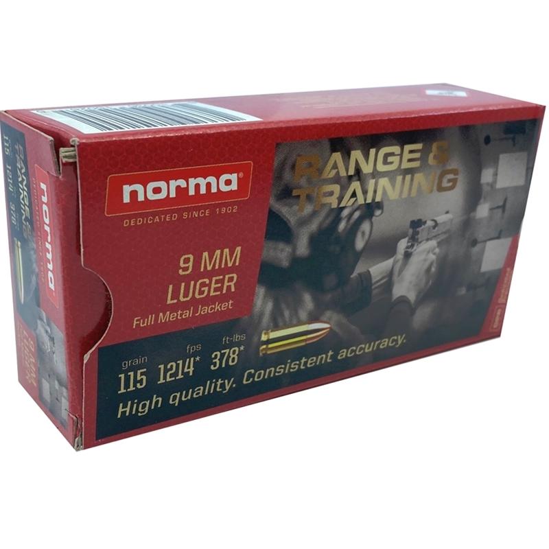 NORMA R&T 9MM 115GR FMJ 50/RDS Ammo