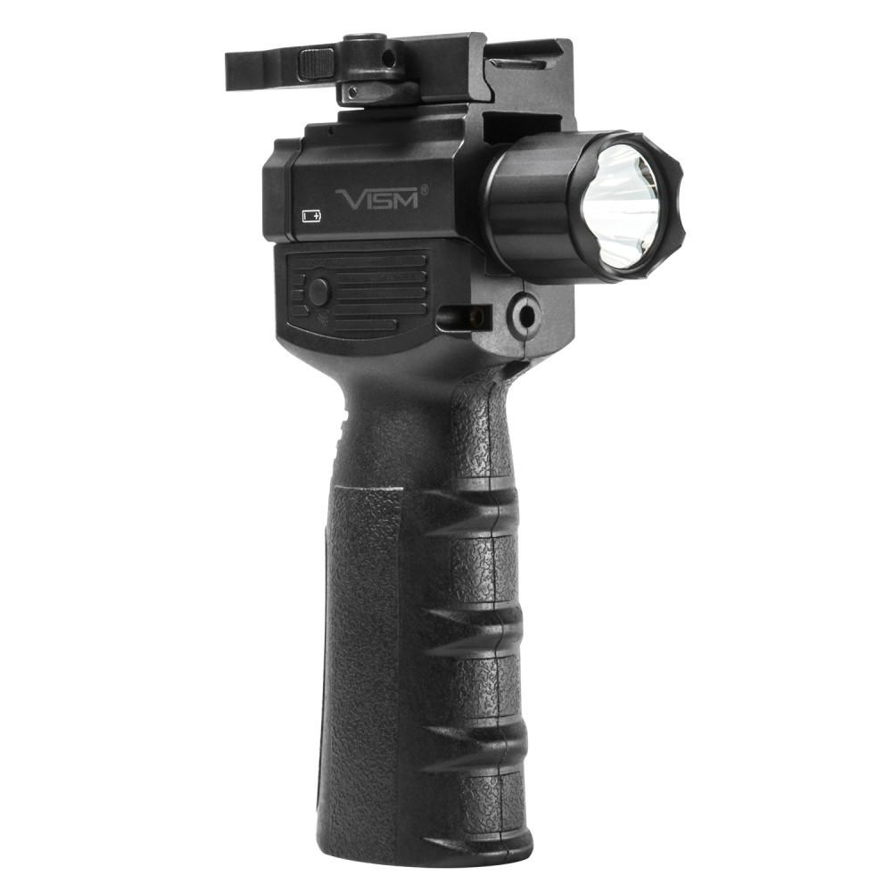 VISM by NcSTAR QR VERTICAL GRIP/BUILT IN LED FLASHLIGHT & GRN LASER/GEN II