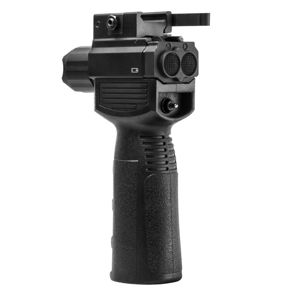 VISM by NcSTAR QR VERTICAL GRIP/BUILT IN LED FLASHLIGHT & GRN LASER/GEN II