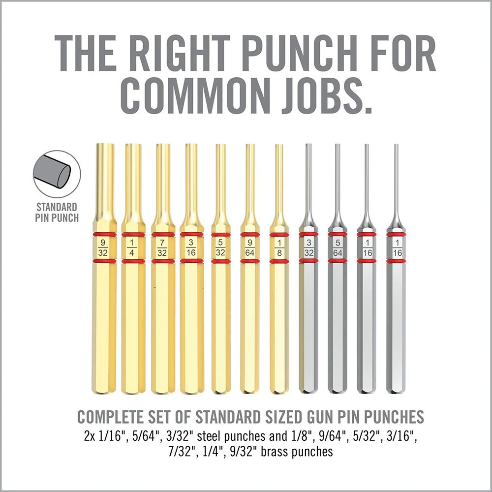 Real Avid Accu-Punch 11-Piece Standard Brass & Steel Pin Punch Set