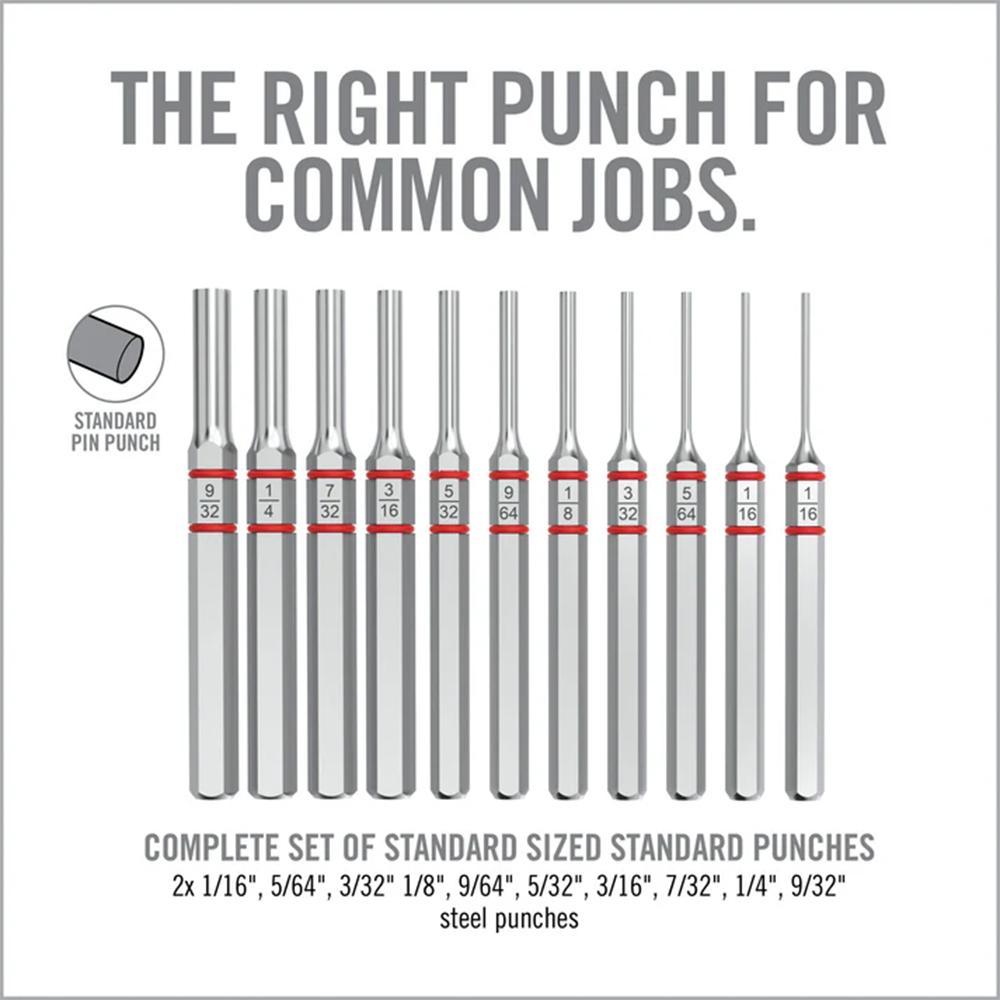 Real Avid Accu-Punch 11-Piece Standard Pin Punch Set