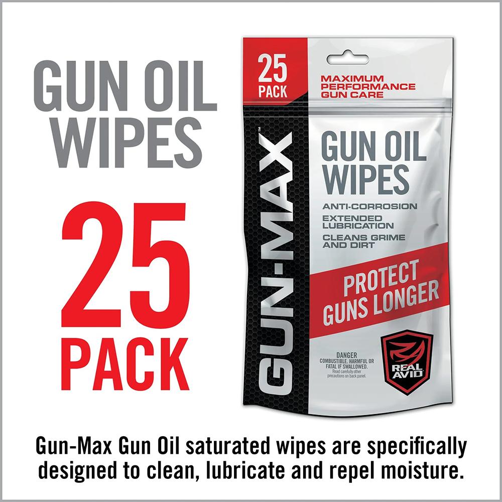 Real Avid Gun-Max Gun Oil Wipes - 25 Pack