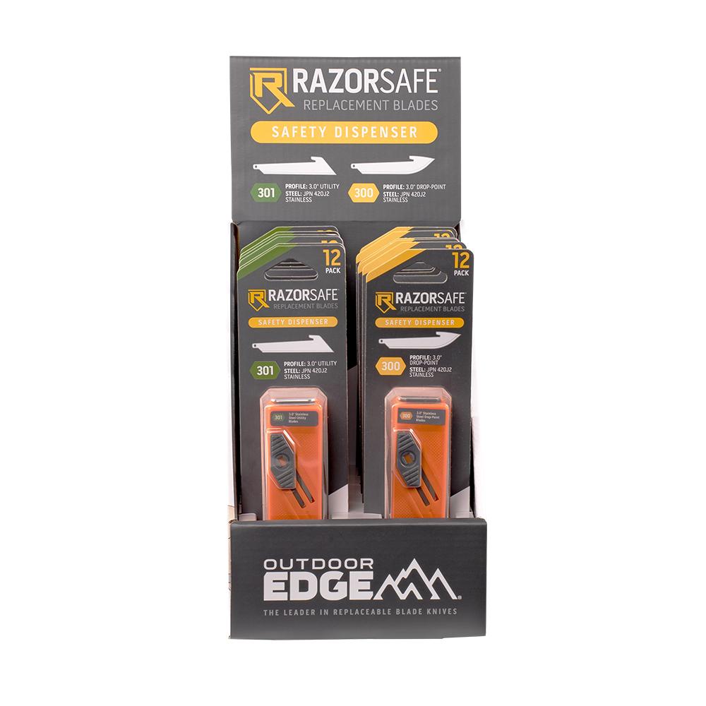 OUTDOOR EDGE RAZORSAFE BLADE DISPENER 12 PC. DISPLAY