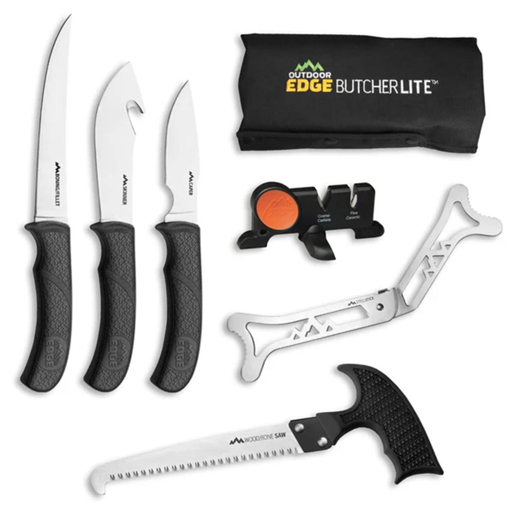 Outdoor Edge Butcher-Lite  8 Piece Processing Knife Set  Roll Pack