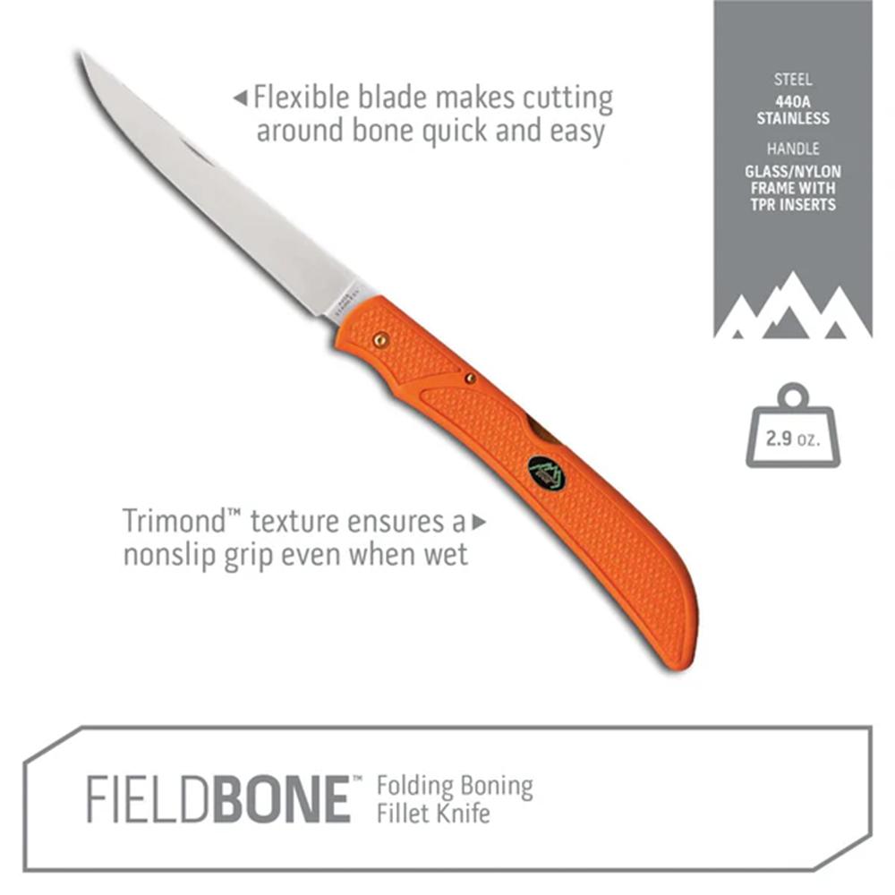 Outdoor Edge Field-Bone  Folding Knife Orange  Boning/Fillet Knife