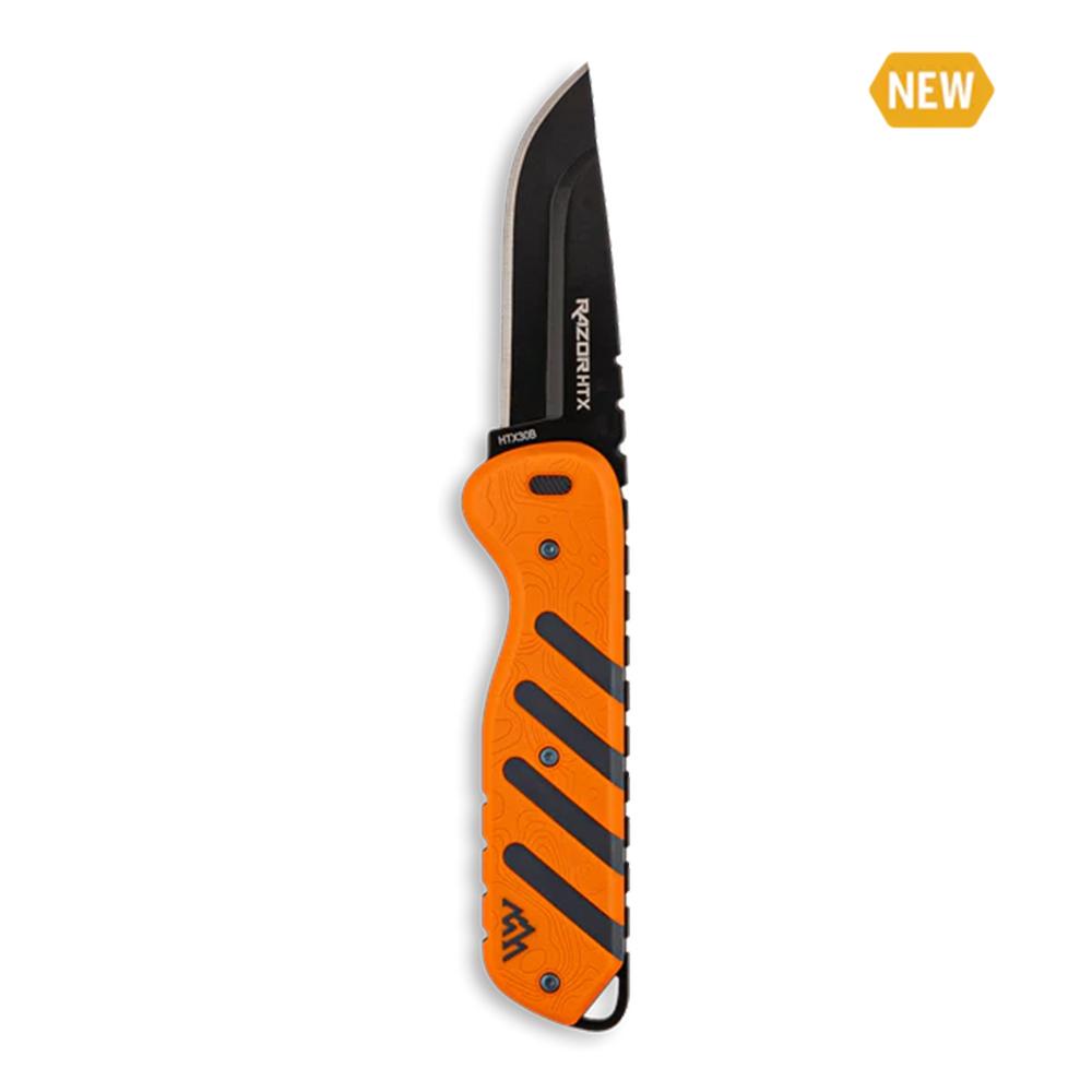 Outdoor Edge Razor Htx   3.0'' Fixed Knife Orange And Gray   Blk Hardware