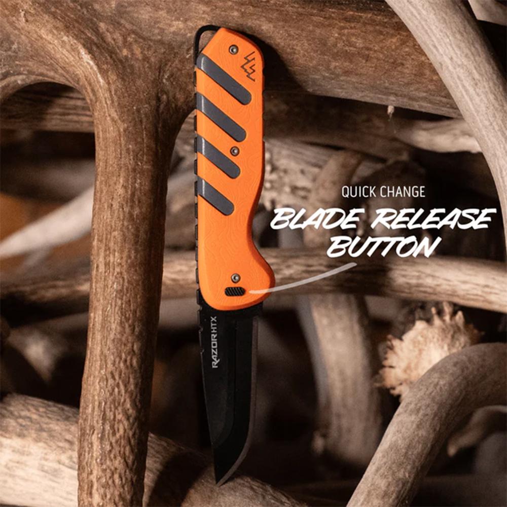 Outdoor Edge Razor Htx   3.0'' Fixed Knife Orange And Gray   Blk Hardware