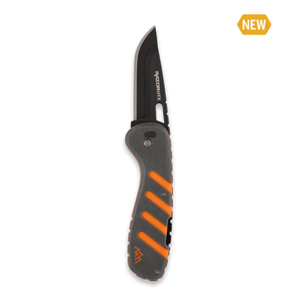 Outdoor Edge Razor Htx   3.0'' Folding Knife Gray And Orange Blk Hardware