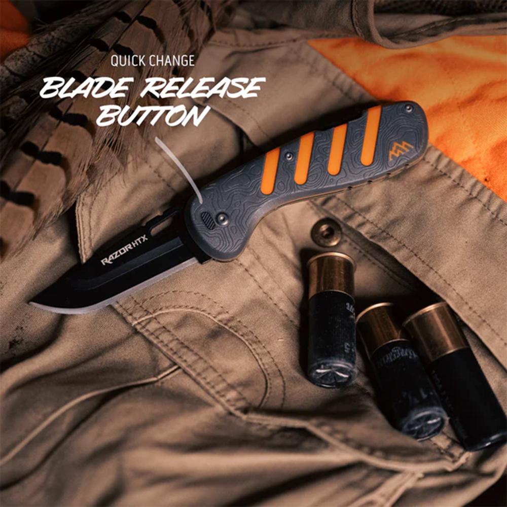 Outdoor Edge Razor Htx   3.0'' Folding Knife Gray And Orange Blk Hardware