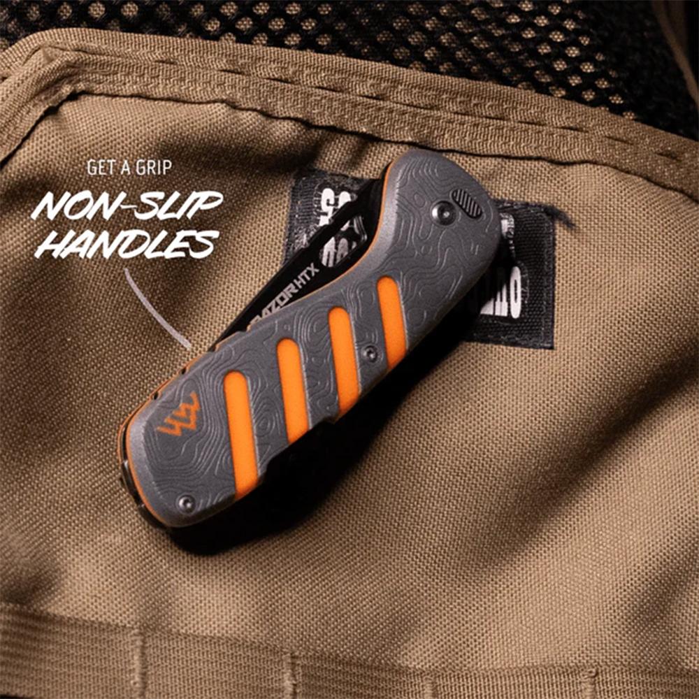 Outdoor Edge Razor Htx   3.0'' Folding Knife Gray And Orange Blk Hardware
