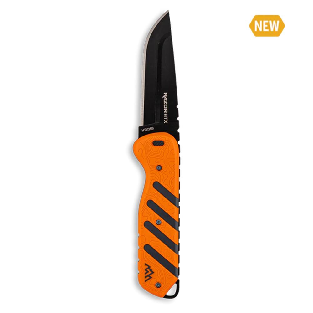 Outdoor Edge Razor Htx   3.5'' Fixed Knife Orange And Gray  Blk Hardware