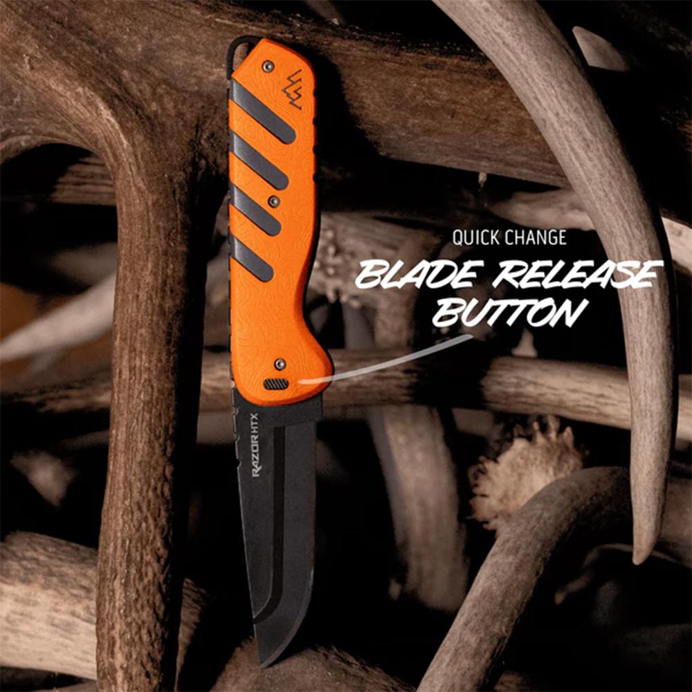 Outdoor Edge Razor Htx   3.5'' Fixed Knife Orange And Gray  Blk Hardware