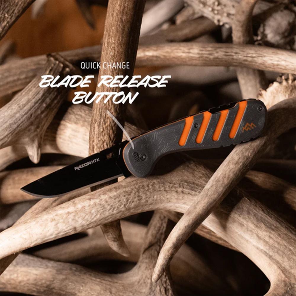 Outdoor Edge Razor Htx   3.5'' Folding Knife Gray And Orange Blk Hardware