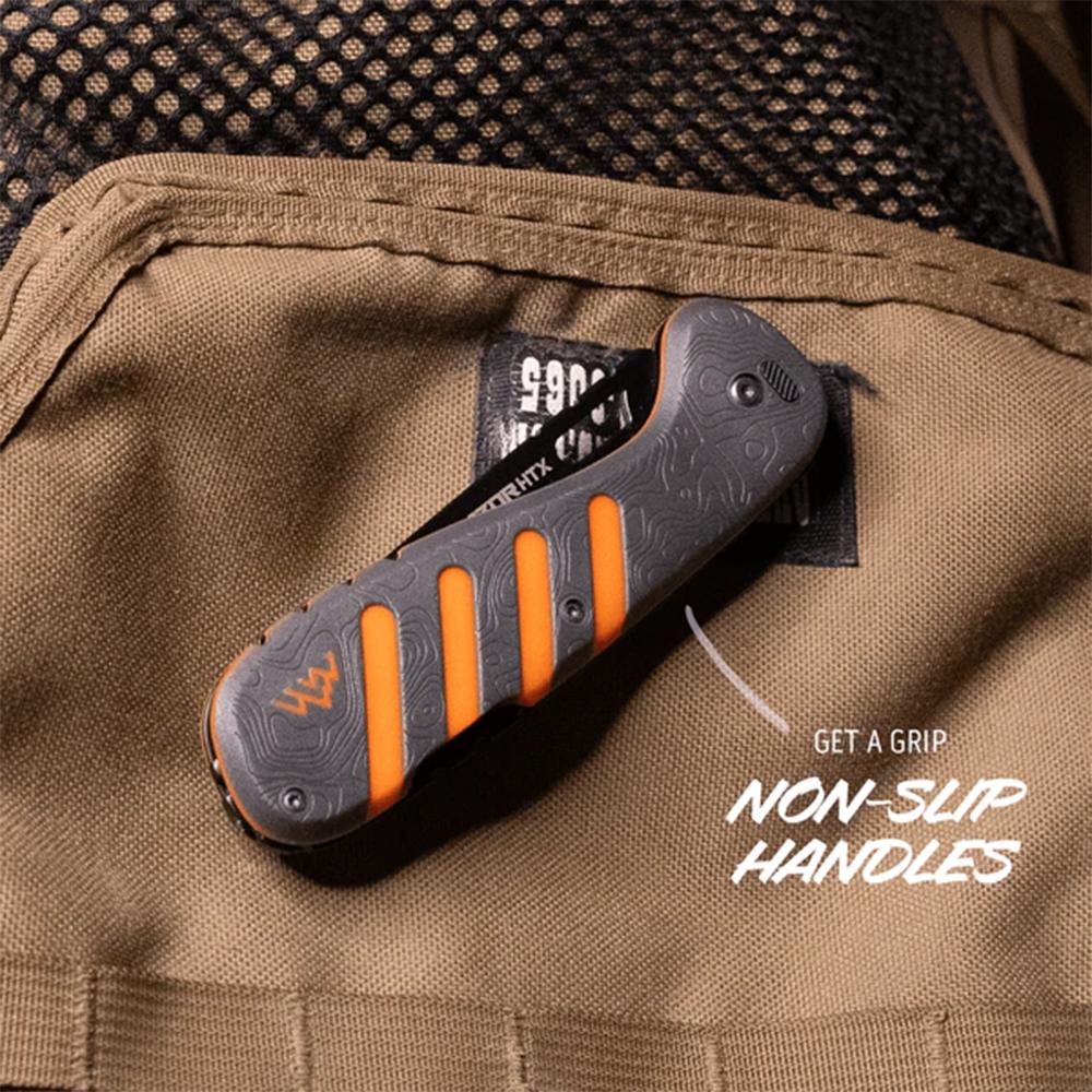 Outdoor Edge Razor Htx   3.5'' Folding Knife Gray And Orange Blk Hardware
