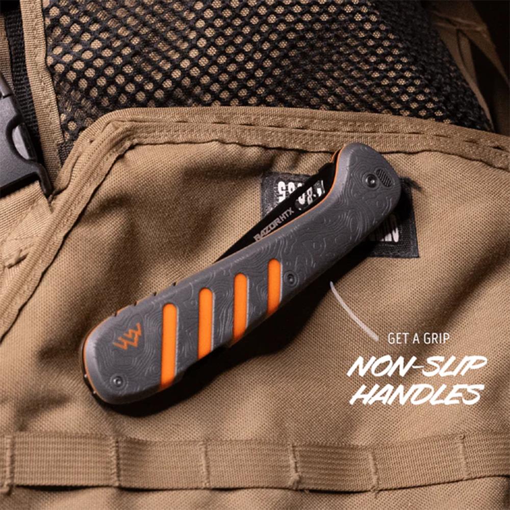 Outdoor Edge Razor Htx   5.0'' Folding Knife Gray And Orange Blk Hardware