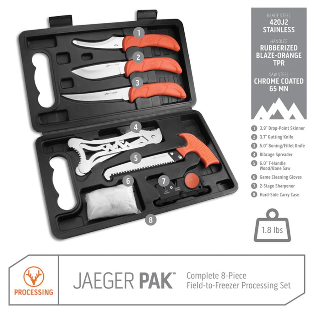 Outdoor Edge Jager-Pak  8 Piece Knife Kit Blow Mold Case