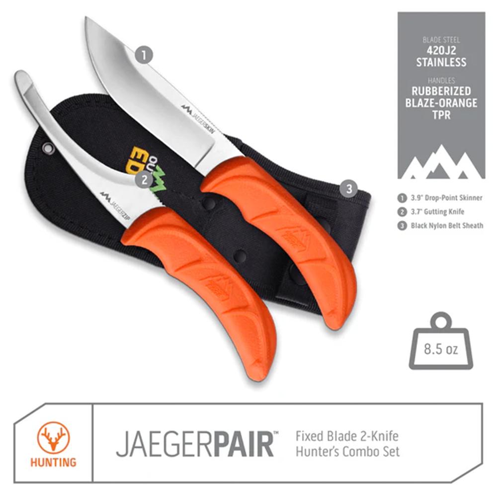 Outdoor Edge Jaeger-Pair  Skinner & Gutting Knife Combo  W/ Sheath