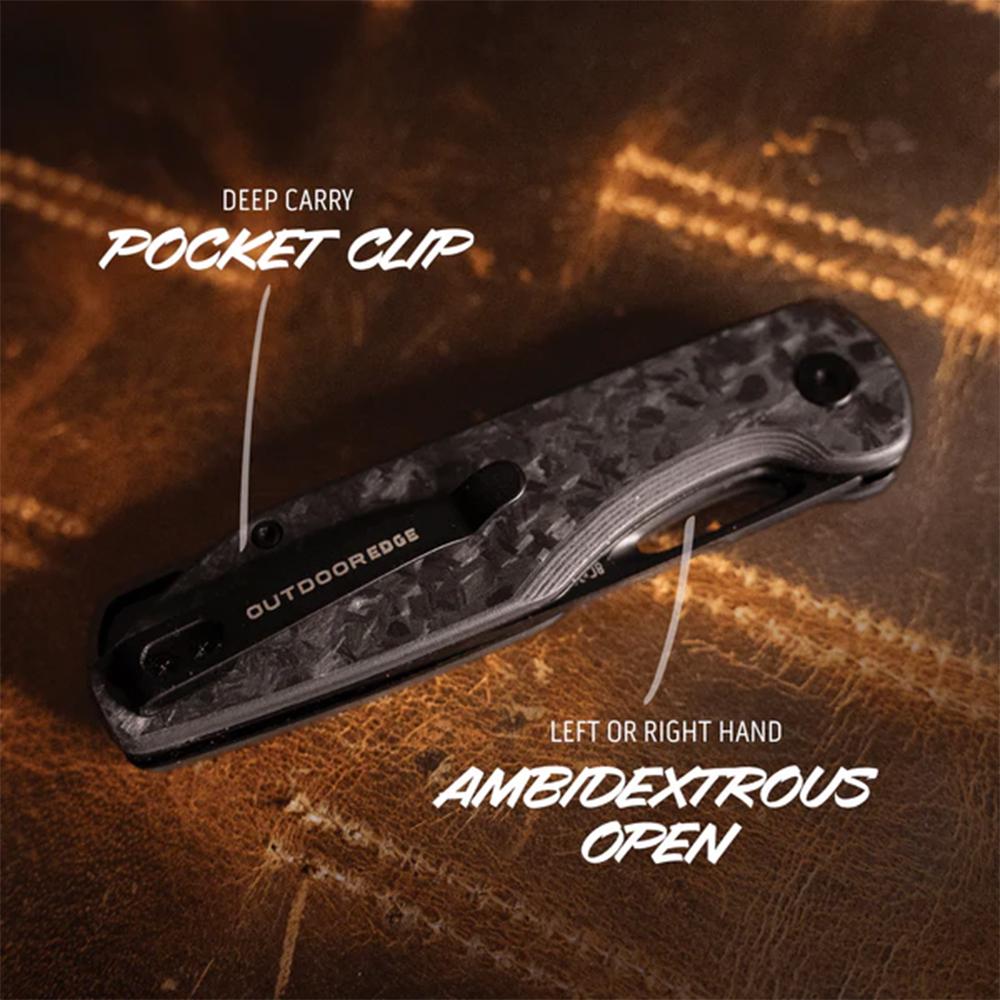 Outdoor Edge Kaytan Knife Solid Forged Carbon  Black 8Cr Blade  Button Lock