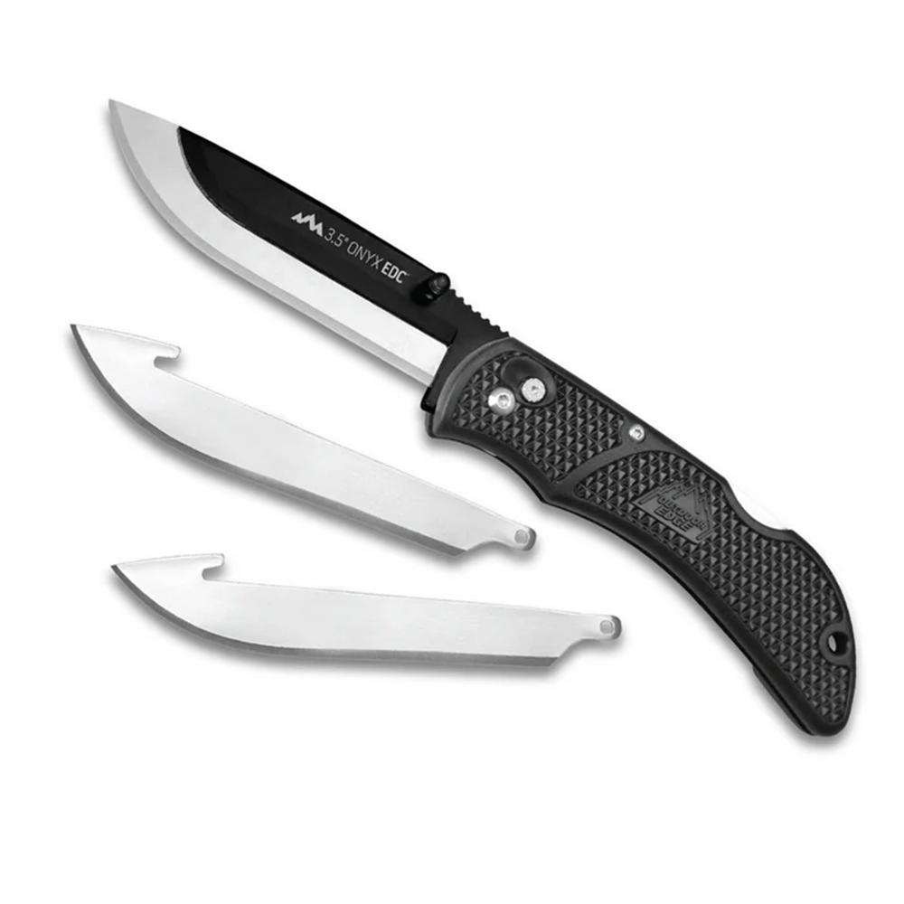 Outdoor Edge 3.5'' Razor Onyx Knife Black  3 Stainless Drop Point Blades