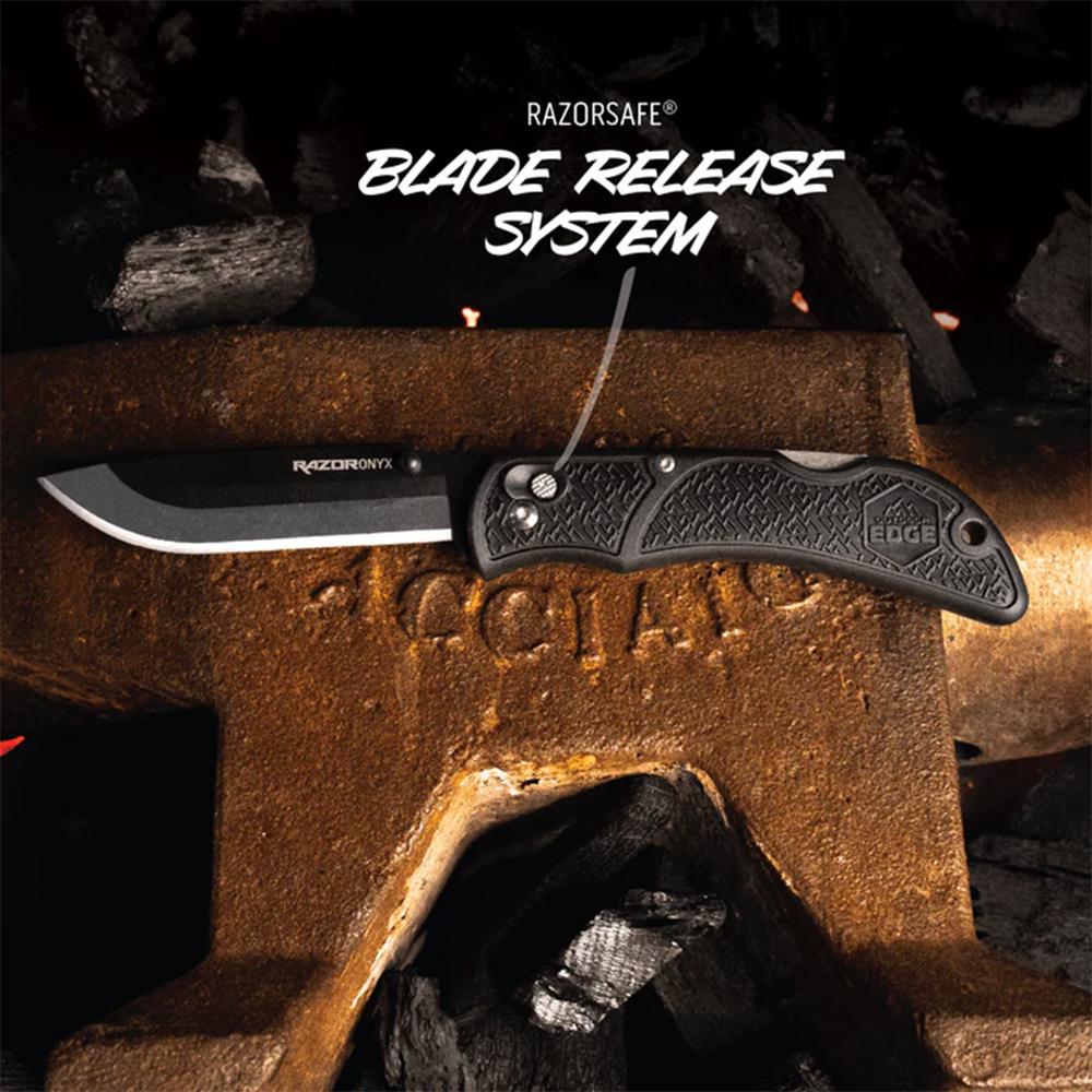 Outdoor Edge 3.5'' Razor Onyx Knife Black  3 Stainless Drop Point Blades