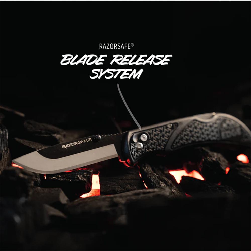 Outdoor Edge 3.0'' Razor Onyx Knife Black  3 Stainless Drop Point Blades