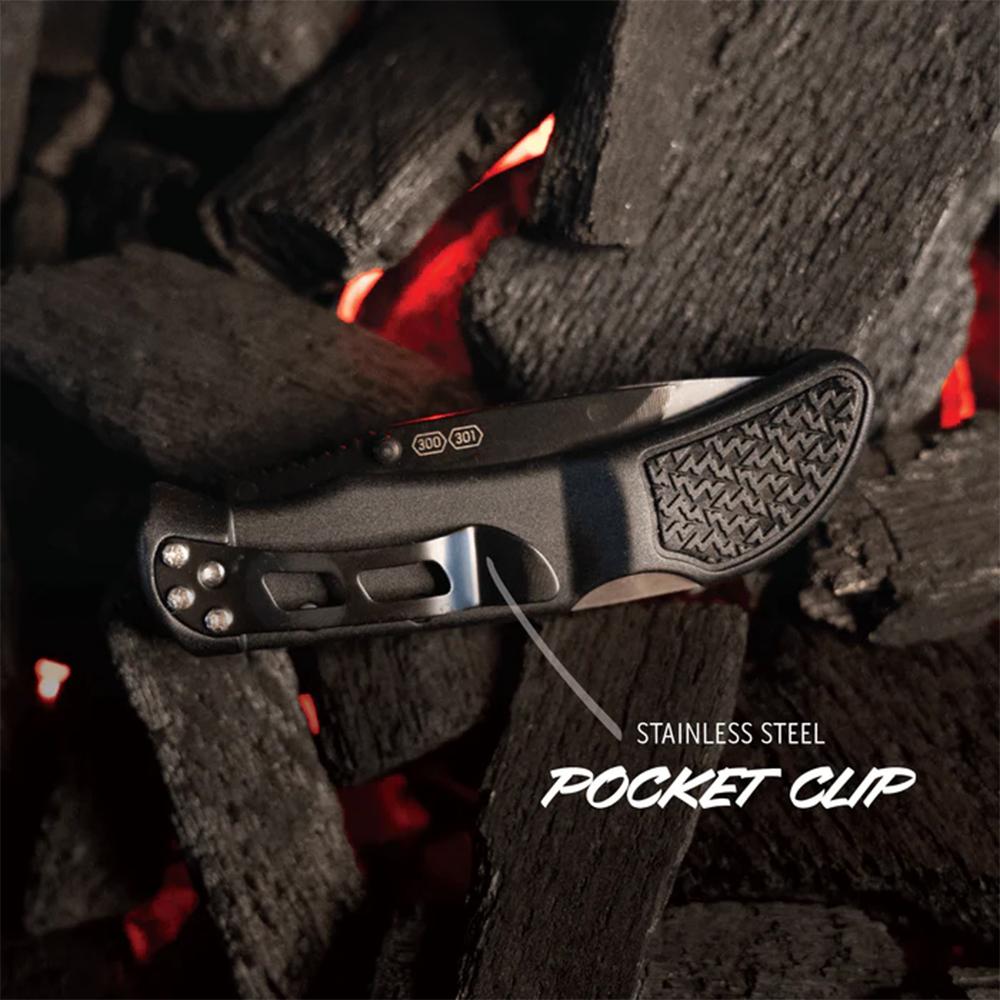 Outdoor Edge 3.0'' Razor Onyx Knife Black  3 Stainless Drop Point Blades