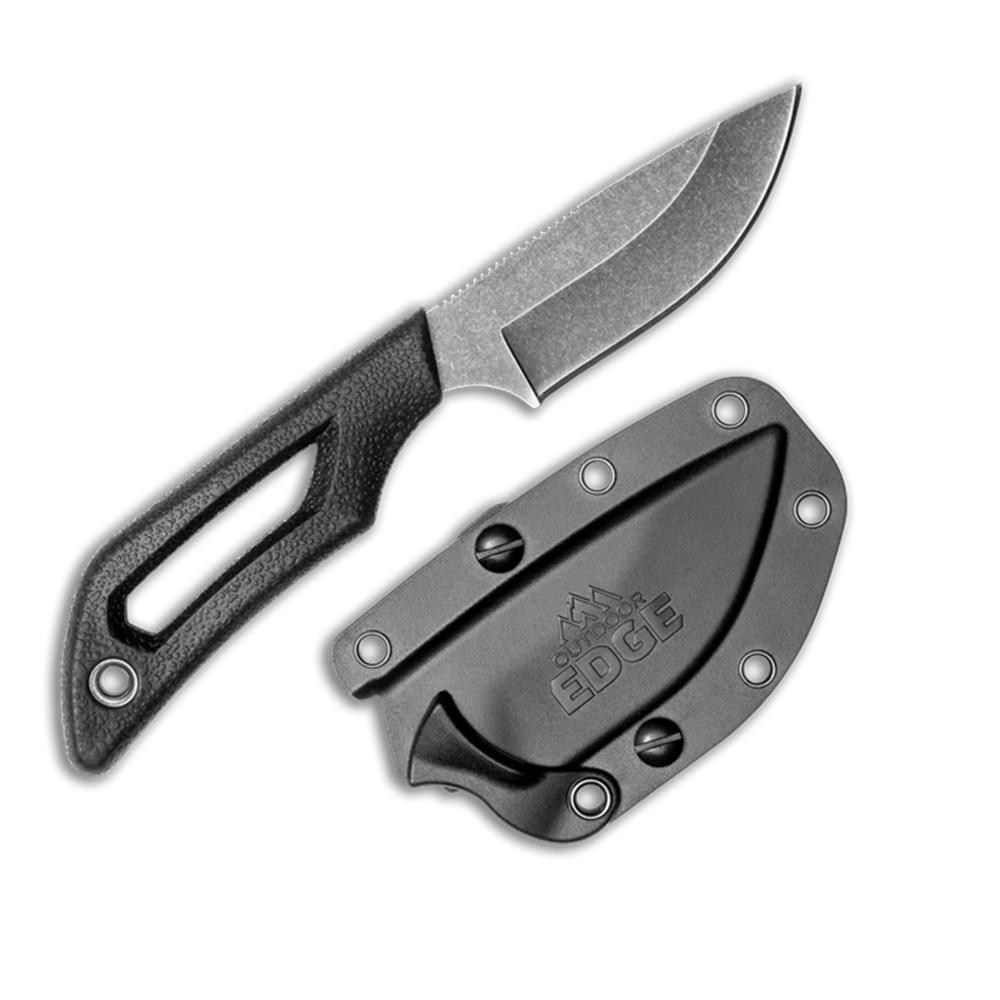 Outdoor Edge Pivot Knife  Drop-Point  Black  W/ Sheath