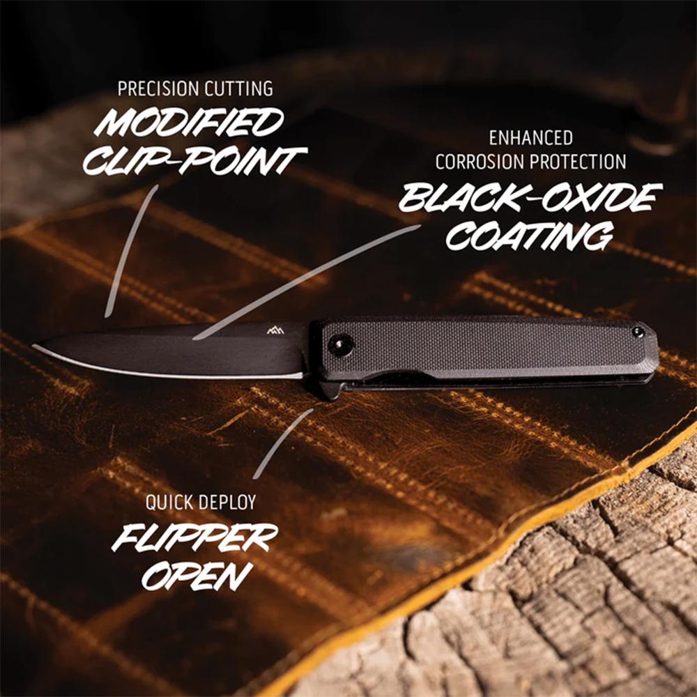 Outdoor Edge Peleus Knife Black G10  Black 8Cr Blade  Liner Lock