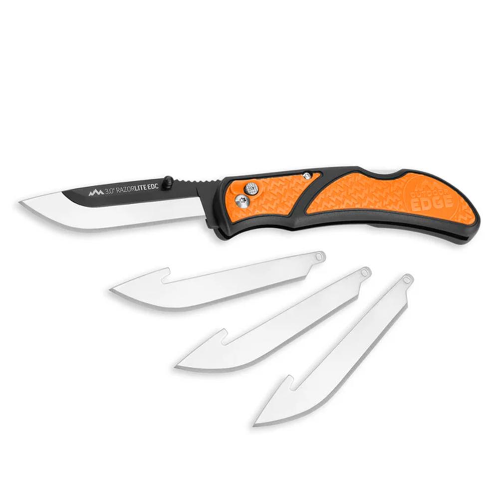 Outdoor Edge 3.0'' Razor-Edc Lite Knf Orng 4 Stainless Drop Point Blades