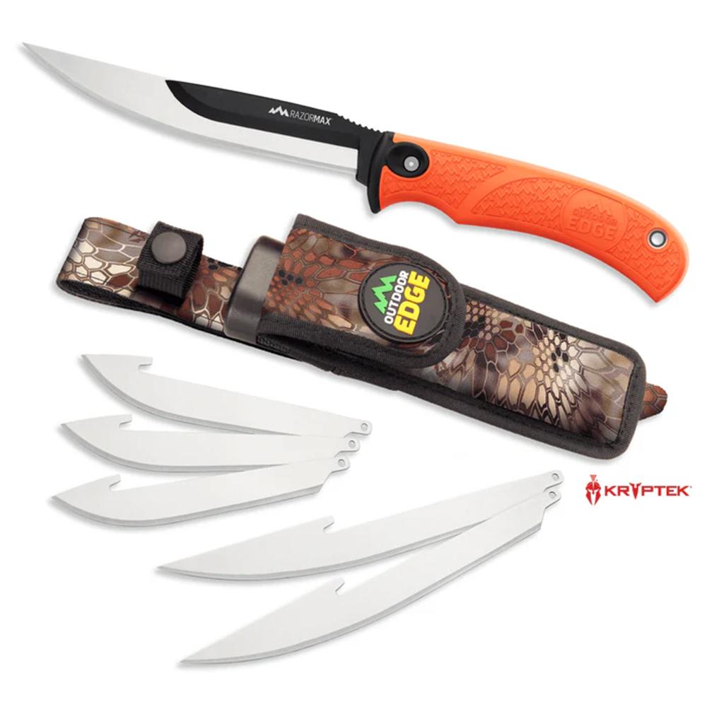 Outdoor Edge Razormax Knife Orange  3 Stainless Srop Point 3 Stainless Bone