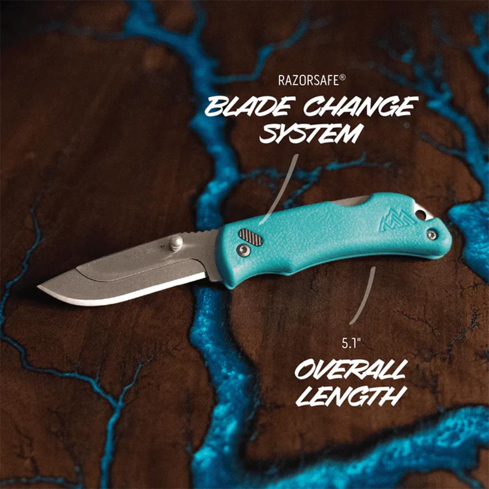 Outdoor Edge 2.2'' Razor-Mini Knife Olive Drab Grn 2 Blk Drop Point Blades