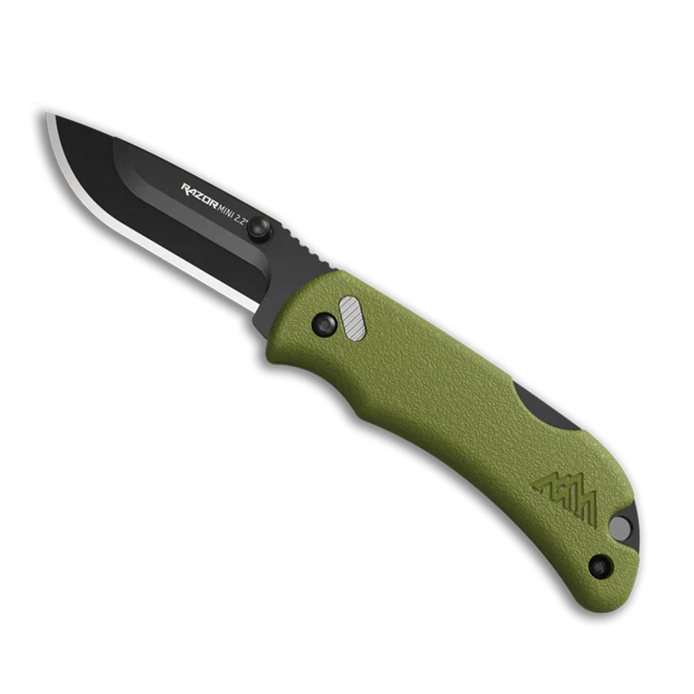 Outdoor Edge 2.2'' Razor-Mini Knife Olive Drab Grn 2 Blk Drop Point Blades