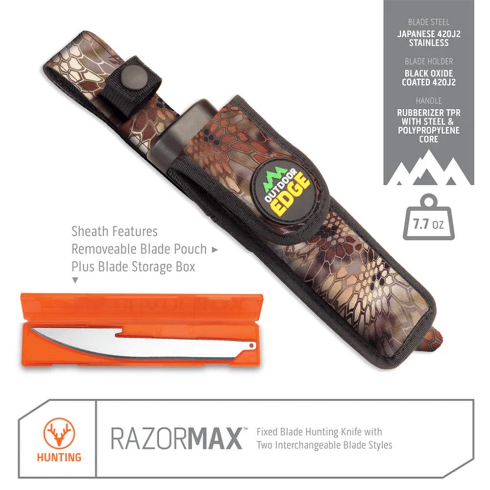 Outdoor Edge Razormax Knife Black  3 Stainless Srop Point 3 Stainless Bone